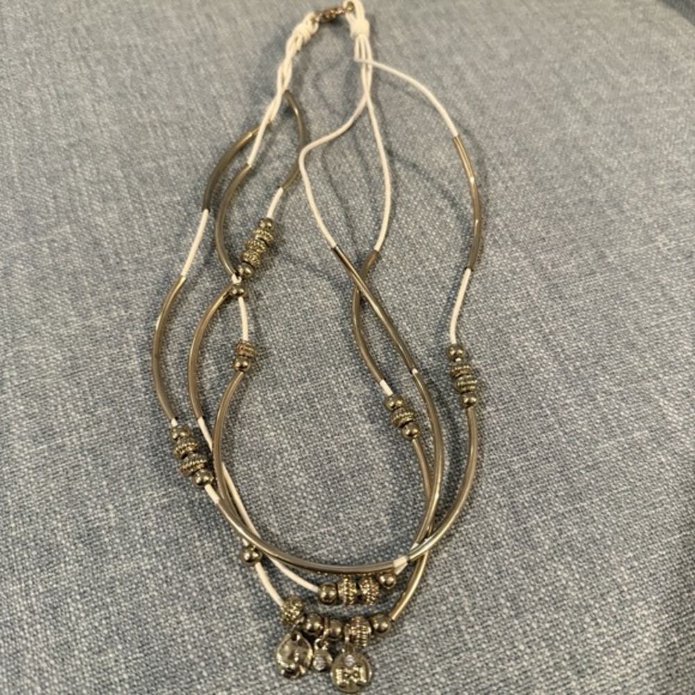 Park Lane Black And Gold Bead Peach‎ Dangles Leather And Gold Three Necklaces - Picture 7 of 7